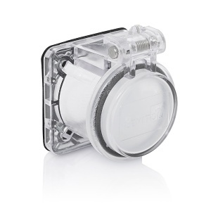 Leviton 16S31-UCL 16 Series Panel Receptacle Enclosure with Automatic Closing Lid, Male / Female, Thermoplastic Housing and Cover, Stainless Steel Torsion Spring, Clear