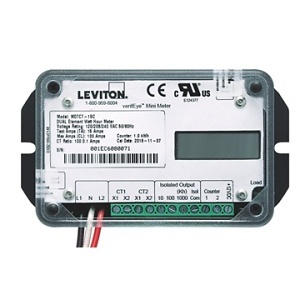 Leviton MDNCT-2SC GEN3 Dual Element Mini Meter Submeter, 0.1kWh, 3W 120V 200A LCD Module with 2 Solid Core CTs