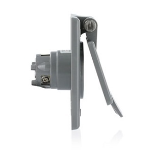 Leviton 4585-CWP Power Outlet Receptacle, 3-Wire, 15A 250V, Locking Blade, Industrial Grade, Gray