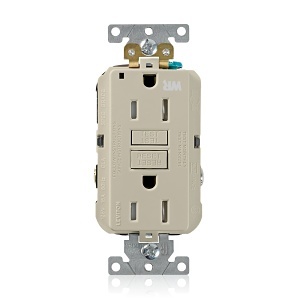 Leviton G5262-WTI 15A SmartlockPro GFCI Receptacle / Outlet, Industrial Grade, Weather and T Amper-Resistant, Ivory