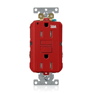 Leviton G5262-WTR RD IND GRAD Wallplate with GFCI Outlet/Receptacle, 15A, 125V