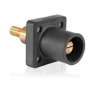 Leviton 16R31-XE 16 Series Single Pole Cam-Type Male Panel Mount Receptacle, 90-Degree, 400A, 600V, Black