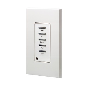 Leviton D42P1-RLW Push Button for Dimensions D4200 Remote Station Light Dimmer Switch, Selects Preset Scene 1 / Maximum / Off with Master Raise / Lower, White