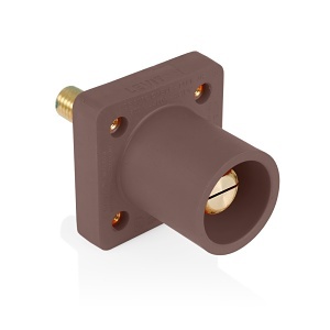 Leviton 16R29-1UH 16 Series Taper Nose 45° Cam-Type Male Panel Receptacle, #2-4/0 AWG, 1.125'' Stud, 400A, 600V, Brown