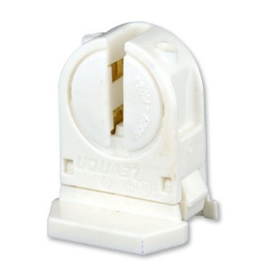 Leviton 23654-SNP Miniature Base, T5 Bi-Pin, Standard Fluorescent Lampholder, Low Profile, Snap-In or Slide-On, Lamp-Lock, Internal Shunt, Quickwire 18AWG Solid or Str Tinned, White