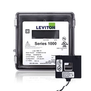 Leviton 1O277-8W Series 1000 Outdoor Submeter, 1-Phase 2-Wire, Max 800A, Split Core Current Transformer Electric Meter Kit, 277V
