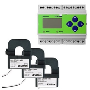 Leviton 4KUMR-1M Indoor Series 4000 Submeter, DIN Rail Mount, Universal Voltage, 3 Phase 3 Wire/4 Wire, Max 100A, (3) Split Core Current Transformers, Electric Meter Kit