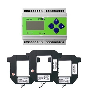Leviton 4KUMR-4M Indoor Series 4000 Submeter, DIN Rail Mount, Universal Voltage, 3 Phase 3 Wire/4 Wire, Max 400A, (3) Split Core Current Transformers, Electric Meter Kit