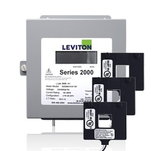 Leviton 2K208-4D Indoor Electric Meter Kit, 208V, 3-Phase 4-Wire, Max 400A, (3) Split Core Current Transformers, Demand Meter