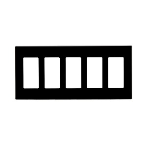 Leviton 80321-SE 5-Gang Decora Plus Screwless Wallplate, Polycarbonate, Black