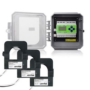 Leviton 4OUMR-2M 4000 Series Submeter, Outdoor, Universal Voltage, 3-Phase 3-Wire / 4-Wire, 200A, 3-Split Core Current Transformers, Electric Meter Kit