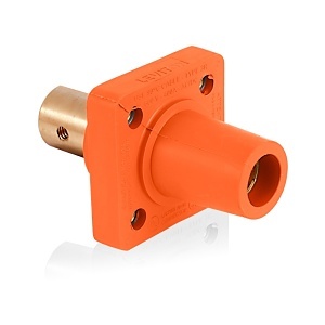 Leviton 16R20-UO Rhino-Hide 16 Series Female Receptacle, 90-Degree, #2 - 4/0 AWG, Single Hole Busbar Mount, Orange