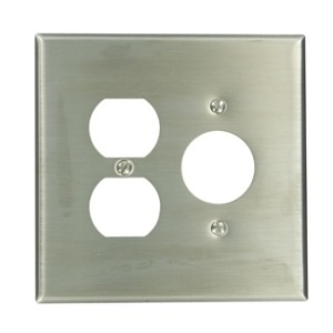 Leviton 84146-40 Wall Plate, Stainless Steel, Oversized 1.406-Inch Holes for Duplex and Single Receptacles
