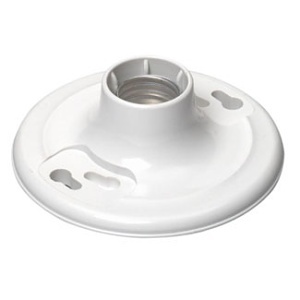 Leviton 8829-CW1 Medium Base Keyless Incandescent Lampholder, Outlet Box Mount, 660W 250V, White