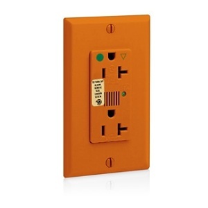Leviton 8380-IGO Orange TVSS Receptacle 20A 125V, Heavy Duty, Industrial Grade, B&S