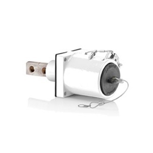 Leviton 49MR2-XW Rhino-Hide 49 Series Double Pole Male Receptacle, 45° Clevis Pin, Double Hole Bus Bar, Industrial Grade, 313-777MCM Cable, 1000V, 1135A Max, White