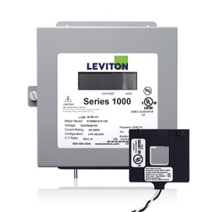 Leviton 1K277-2W Series 1000 Indoor Submeter, 277V, 1-Phase, 2-Wire, Max 200A, 1-Split Core Current Transformer, Electric Meter Kit