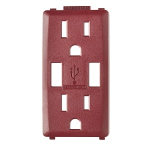 Leviton RKAA1-DG RENU 15A USB Charger, Tamper-Resistant GFCI Outlet / Receptacle, Deep Garnet