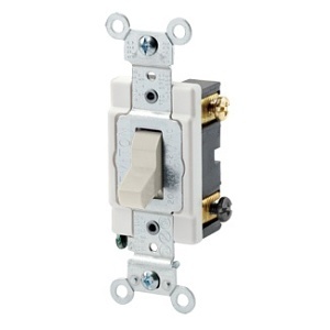 Leviton CSB3-15T Quiet Toggle Switch, Commercial Spec Grade, 3-Way, 20A, 120/277V, Almond
