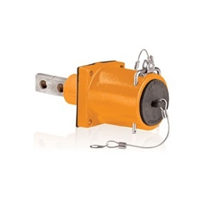 Leviton 49MR2-CO 49 Series Rhino-Hide Single Pole Male Receptacle, Double Hole Bus Bar, Industrial Grade, 313MCM-777MCM Cable, 1000V, 1135A Max, Orange