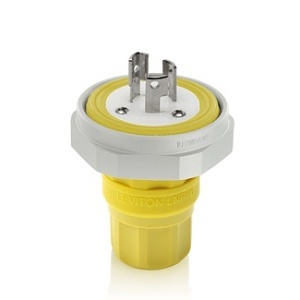 Leviton LNR80-5Y Power Plug, NEMA L5-15P, 15A, 125V, 2 Poles, 3 Wires, Yellow