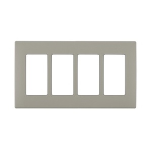 Leviton REWP4-WS Renu 4-Gang Snap-On Wall Plate, Wood Smoke