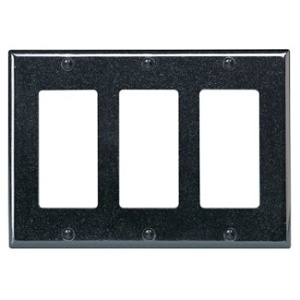 Leviton PJ263-E Mid Nylon 3-Gang Decora Wall Plate, Black
