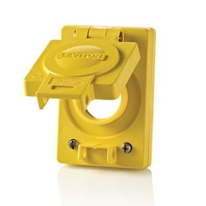 Leviton WTCVS-15 Wetguard Replacement Cover and Gasket for 15/20A Straight Blade and 15A Locking Single Inlets and Outlets, Yellow