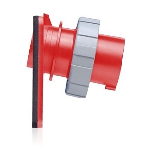 Leviton 520B7W IEC Pin and Sleeve Inlet, IP67, 20A, 277/480V, Red