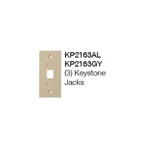 Hubbell KP2163AL KP Series 1-Gang, 3 Jack Openings Faceplate, Almond