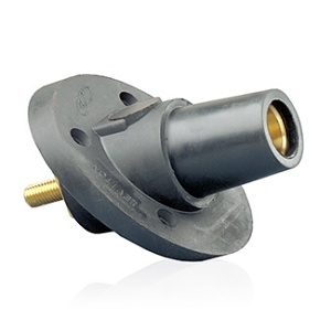 Leviton 17R24-E 17 Series Female Panel Receptacle, Cam-Type, 30°, Taper Nose, Threaded Stud, Industrial Grade, 250-750MCM, 690A, Black