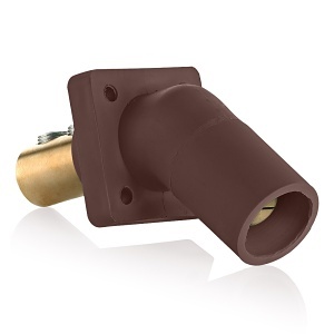 Leviton 16R27-UH 16 Series Male Receptacle, 45°, Double Set Screw Termination, Brown