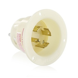 Leviton 7408-GC 20A 250V 600V Flanged Inlet 3-Pole 4-Wire