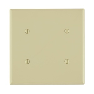 Leviton 80734-I 2-Gang Blank Standard Size Wall Plate, Strap Mount, Ivory