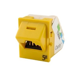 Ortronics TJ5E45-44 Keystone Jack, 45-Degree Angled Connector, Yellow