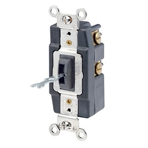 Leviton 1257-L Toggle Switch, 20A, Locking, Single-Pole, Quiet Switch, Extra Heavy Duty Spec Grade, Grounding, Black