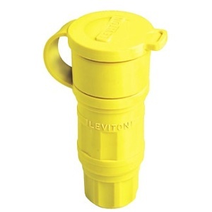 Leviton 29W81 Wetguard Connector Lock 4-Pole 5-Wire 3-Phase L21-20R 20A 120/208V, Yellow