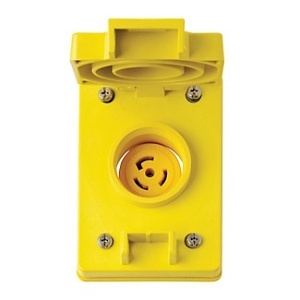 Leviton 69W75 Wetguard Watertight Flip Lid Single Locking Receptacle, 30A, 250V, Industrial Grade, Yellow