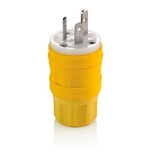 Leviton 14W07 Yellow WGUARD Non-Ground Plug, 15A, 12V