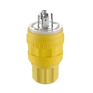 Leviton 26W83 Wetguard Watertight Locking Plug, Yellow