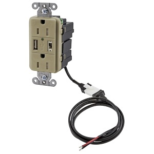Hubbell AVPS152I USB Charger Power Supply for AV Modules, 5V/5A, 15A/125 V AC, Ivory
