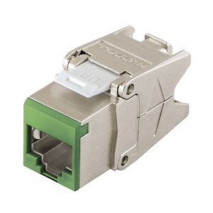 Hubbell HJS6GN24 Keystone Jack, Shielded CAT6 Universal Jack, 24-Pack, Green