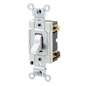 Leviton 1222-SW Heavy Duty Specification Grade 20A 120/277V Double-Pole Toggle Quiet Switch, White