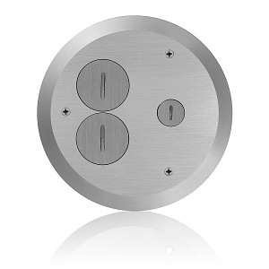 Leviton FBC1X-N Cover Plate for FBBOX-GY and FBLEV-GY Concrete Floor Box System, 2-Duplex Screw Caps and 1-Data Cap