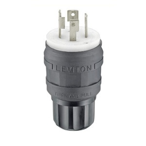 Leviton 28W76-B Wetguard Watertight Locking Plug, Black