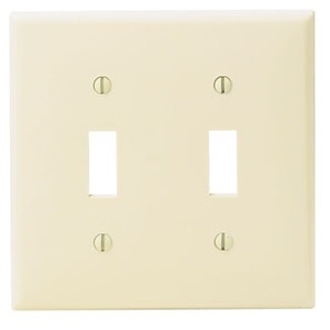 Leviton 80709-T 2-Gang Toggle Switch Wall Plate, Thermoplastic, Light Almond
