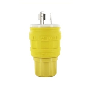 Leviton 28W49 Wetguard Watertight Locking Plug, Yellow