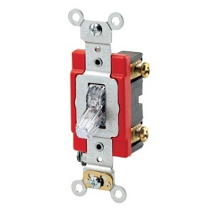 Leviton 1221-7PC Industrial Grade 20A 120/277V Single-Pole Toggle Pilot Light Quiet Switch, Clear