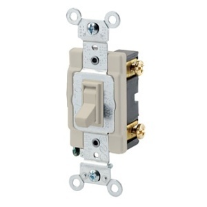 Leviton 54521-2I 20A 120/277V Toggle Framed Single-Pole AC Quiet Switch, Commercial Spec Grade, Grounding, Side Wired, Ivory