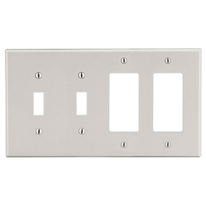 Hubbell P2262LA 4-Gang Wall Plate for 2 Toggle Switches and 2 Decorator Openings